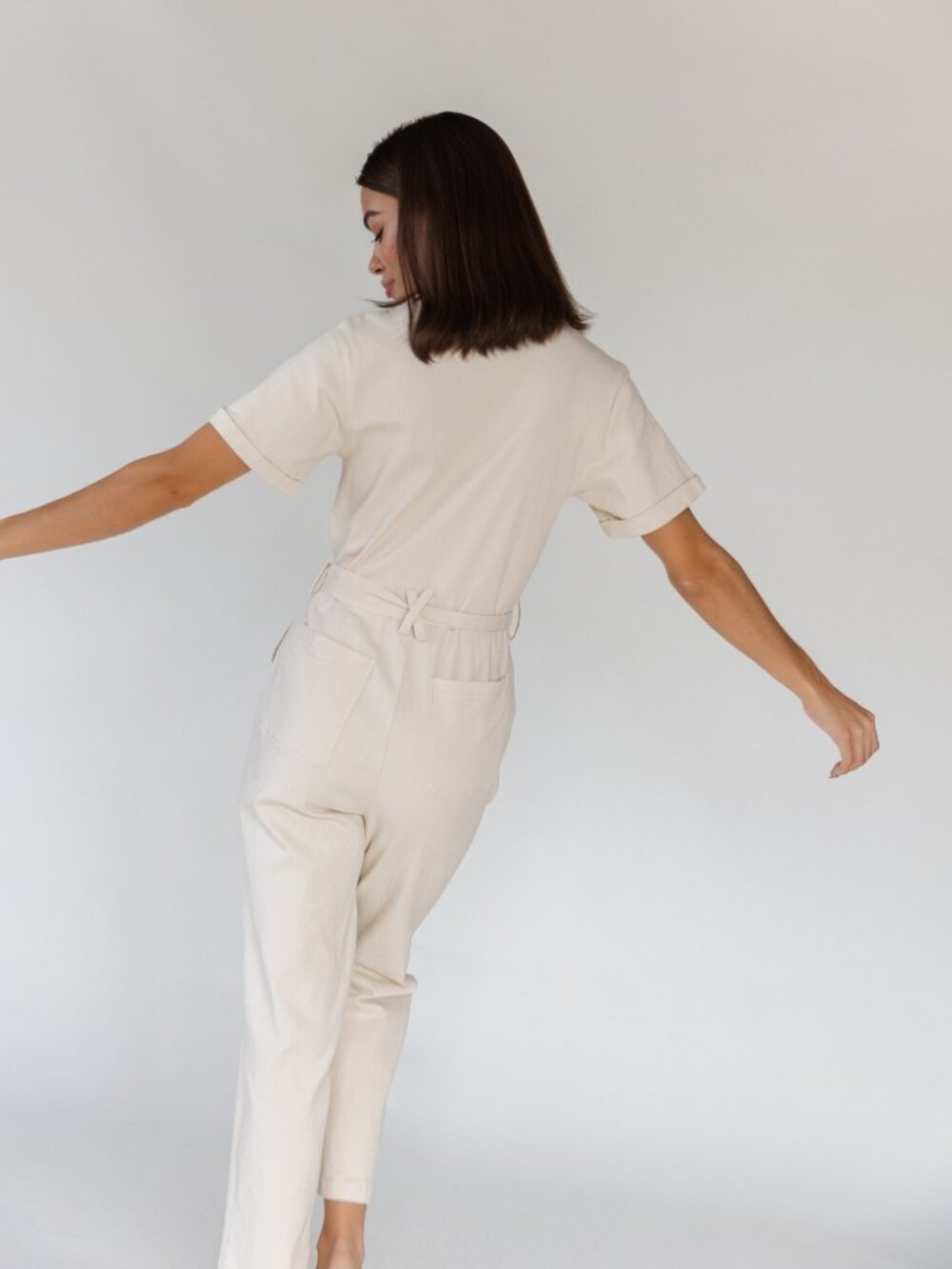 Skies Are Blue Cream Utility Belted Jumpsuit - Picture 5 of 5
